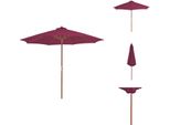 Vidaxl Ombrellone Con Palo In Legno 300 Cm Rosso Bordeaux - Ombrelloni E Tende Da Sole