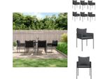 Vidaxl Sedie Da Giardino Con Cuscini 6 Pezzi Nero 54X61X83 Cm Poly Rattan - Sedie Da Giardino