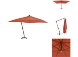 Vidaxl Ombrellone A Semaforo Con Palo In Legno 400X300 Cm Rosso Terracotta - Ombrelloni E Tende Da Sole