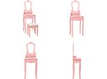 Vidaxl Set Da Toilette Con Sgabello Rosa 50X59X136 Cm In Legno Di Paulownia - Tavolino Da Toilette - Tavolini Da Toilette - Set Da Toilette - Set Da Toilette