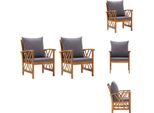 Vidaxl Sedie Da Giardino Con Cuscino 2 Pz. Legno Massiccio Di Acacia - Sedie Da Giardino