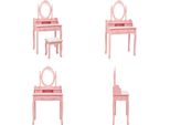 Vidaxl Set Tavolo Da Toilette Con Sgabello Rosa 75X69X140 Cm In Legno Di Paulownia - Tavolo Da Toilette - Tavoli Da Toilette - Set Tavolo Da Toilette - Set Tavolo Da Toilette