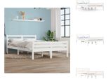Vidaxl Letto In Legno Massiccio Bianco 135X190 Cm - Letti E Reti