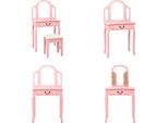 Vidaxl Tavolo Da Toilette Con Sgabello Rosa 65X36X128 Cm In Legno Di Paulownia Mdf - Tavolo Da Toilette - Tavoli Da Toilette - Tavolo Da Toilette - Tavoli Da Toilette