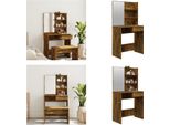Vidaxl Tavolo Da Toilette Con Specchio In Rovere Fumé 74,5X40X141 Cm - Tavolo Da Toilette - Tavolo Da Trucco - Tavolo Cosmetico - Tavolo Da Toilette