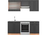 Vicco Cucina Componibile Fame-Line, 200 Cm , Pt Antracite, Antracite Country House/Oro Kraft Oak