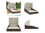 Vidaxl Lettino Prendisole Con Tetto Pieghevole Marrone 200X114X128 Cm In Poly Rattan - Lettino Prendisole - Lettino Prendisole - Day Bed