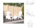 Vidaxl Sedie Da Giardino Adirondack Con Sgabello E Tavolo Hdpe Bianco - Sedie Da Giardino
