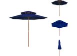 Vidaxl Ombrellone Con Doppio Tettuccio E Palo In Legno Blu 270 Cm - Ombrelloni E Tende Da Sole