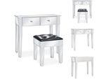 Vidaxl Tavolino Da Toilette A Specchio Con Sgabello In Mdf E Vetro - Tavolini Da Toilette
