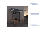 Vidaxl Tenda Da Sole Manuale A Scomparsa Con Led 400X350 Cm Blu E Bianco - Tende Da Sole
