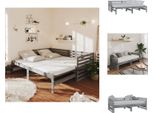 Vidaxl Letto Da Giorno Allungabile Grigio In Pino Massiccio 2X(90X200) Cm - Letti E Strutture Letto