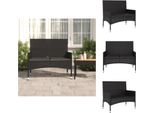 Vidaxl Panca Da Giardino A 2 Posti Con Cuscini In Poly Rattan Nero - Panche Da Giardino