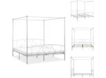 Vidaxl Struttura Letto A Baldacchino In Metallo Bianco 180 X 200 Cm - Letti E Strutture Letto