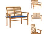 Vidaxl Panchina Da Giardino Con Cuscino Blu Reale 112 Cm In Legno Massiccio Di Teak - Panchine Da Giardino