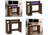 Vidaxl Scrivania Con Led Aspetto Rovere Marrone 97X45X90 Materiale A Base Di Legno - Scrivania - Scrivania Per Ufficio - Scrivania Per Computer