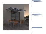 Vidaxl Tenda Da Sole Automatica Con Led E Sensore Vento 450X350 Blu E Bianco - Tende Da Sole