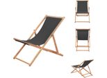 Vidaxl Sedia Da Spiaggia Pieghevole Con Struttura In Legno E Tessuto Grigio - Sedie Da Giardino