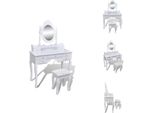 Vidaxl Tavolino Da Toilette Con Specchio E Sgabello 7 Cassetti Bianco - Tavolini Da Toilette