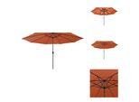 Vidaxl Ombrellone Con Luci Led E Asta In Metallo 400 Cm Terracotta - Ombrelloni E Tende Da Sole