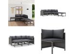 vidaXL 6 tlg. Garten Lounge Set mit Kissen Poly Rattan Grau - Garten-Lounge-Set - Garten-Lounge-Sets - Gartenmöbel - Gartenmöbel-Set