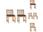 Vidaxl Sedie Da Giardino 2 Pezzi Con Cuscino In Legno Massiccio Teak - Sedie Da Giardino