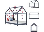Vidaxl Struttura Letto Per Bambini In Pino Massiccio Grigio 90 X 200 Cm - Letti Per Bambini E Ragazzi