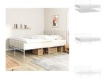 Vidaxl Struttura Letto Con Testiera E Pediera In Metallo Bianco 200X200 Cm - Letti E Strutture Letto