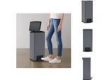 Vidaxl Cestino Per Rifiuti Con Pedale Antimpronta 30 L Grigio Acciaio Inox - Cestini Per Rifiuti E Cestini Per Rifiuti