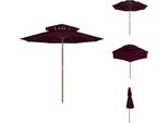 Vidaxl Ombrellone Con Doppio Tettuccio E Palo In Legno Rosso Bordeaux 270 Cm - Ombrelloni E Tende Da Sole