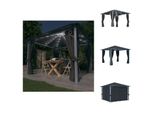 Vidaxl Padiglione Con Tende E Luci Led 3X3 M In Alluminio Antracite - Padiglioni E Tende Per Feste