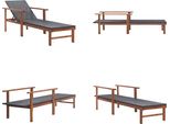 Vidaxl Lettino Prendisole In Poly Rattan E Legno Massiccio Di Acacia Nero - Lettino Da Giardino - Lettini Da Giardino - Lettino Prendisole - Lettini Prendisole