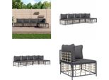 Vidaxl Set Salotto Da Giardino 5 Pezzi Con Cuscini In Poly Rattan Antracite - Set Salotto Da Giardino - Set Salotto Da Giardino - Mobili Da Giardino