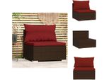 Vidaxl Divano Da Centro Giardino Con Cuscini In Poly Rattan Marrone - Elementi Per Divani Da Giardino