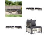 Vidaxl Set Salotto Da Giardino 9 Pezzi Con Cuscini In Poly Rattan Antracite - Set Salotto Da Giardino - Set Salotto Da Giardino - Mobili Da Giardino