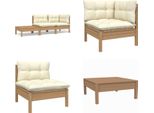 Vidaxl Set Salotto Da Giardino 3 Pezzi Con Cuscini Crema In Pino Massiccio - Set Salotto Da Giardino - Set Salotto Da Giardino - Set Mobili Da Giardino - Set Mobili Da Giardino