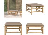 Vidaxl Sgabello Da Giardino Con Cuscino Taupe In Bambù - Sgabello Da Giardino - Poggiapiedi - Poggiapiedi - Poggiapiedi