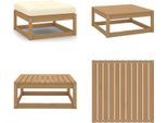 Vidaxl Sgabello Da Giardino Con Cuscino In Pino Massiccio Marrone Miele - Sgabello - Poggiapiedi - Panca Per Piedi - Poggiapiedi