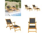 Vidaxl Sdraio Da Giardino 2 Pz. Legno Massiccio Di Acacia E Textilene - Sedia A Sdraio - Sedie A Sdraio - Mobili Da Giardino - Sedia A Sdraio