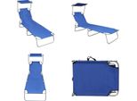 Vidaxl Lettino Pieghevole Con Protezione Solare In Alluminio Blu - Lettino - Lettini - Lettino Da Giardino - Lettini Da Giardino