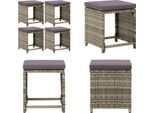 Vidaxl Sgabello Da Giardino 4 Pezzi Con Cuscino In Poly Rattan Grigio - Sgabello - Sgabello Da Giardino - Sgabello Da Esterno - Sgabello Da Patio