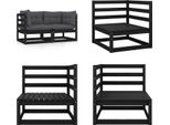 Vidaxl Divano Da Giardino 2 Posti Con Cuscini In Pino Massiccio Nero - Divano 2 Posti - Divani 2 Posti - Divano Ad Angolo - Divani Ad Angolo
