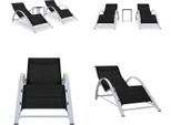 Vidaxl Lettini Prendisole 2 Pezzi Con Tavolo Alluminio Nero - Lettino Da Giardino - Lettini Da Giardino - Lettino Prendisole - Lettini Prendisole