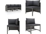 Vidaxl Divano Da Giardino A 3 Posti Con Cuscini In Poly Rattan Grigio - Divano Da Giardino - Divani Da Giardino - Lounge - Lounging