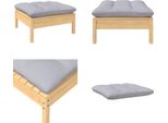 Vidaxl Sgabello Da Giardino Con Cuscino Grigio In Pino Massiccio - Sgabello - Panca Per Piedi - Poggiapiedi - Poggiapiedi