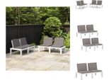 Vidaxl Panche Da Giardino Con Cuscini 2 Pz. Plastica Bianca - Panchine Da Giardino