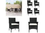 Vidaxl Sedie Da Giardino Con Cuscino 4 Pz. Poly Rattan Nero - Sedia Da Giardino - Sedie Da Giardino - Poltrona Da Giardino - Sedia Da Pranzo