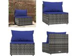 Vidaxl Divano Da Centro Giardino Con Cuscino Grigio In Poly Rattan - Divano Da Centro - Divani Da Centro - Divano - Divano Da Esterno