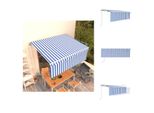 Vidaxl Tenda Da Sole Automatica A Scomparsa Con Mantovana 4,5X3 M Blu E Bianco - Tende Da Sole