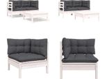 Vidaxl Set Salotto Da Giardino 3 Pezzi Con Cuscini In Legno Di Pino Massiccio Bianco - Set Salotto Da Giardino - Set Salotto Da Giardino - Set Mobili Da Giardino - Set Mobili Da Giardino